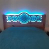 Carved Wooden Headboard with Multicolored LEDs