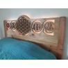 Carved Wooden Headboard with Multicolored LEDs