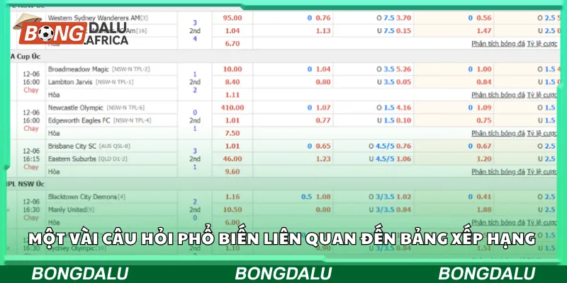 Một vài câu hỏi phổ biến liên quan đến bảng xếp hạng