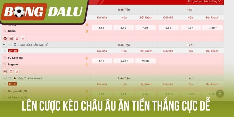 Lên cược kèo châu Âu ăn tiền thắng cực dễ